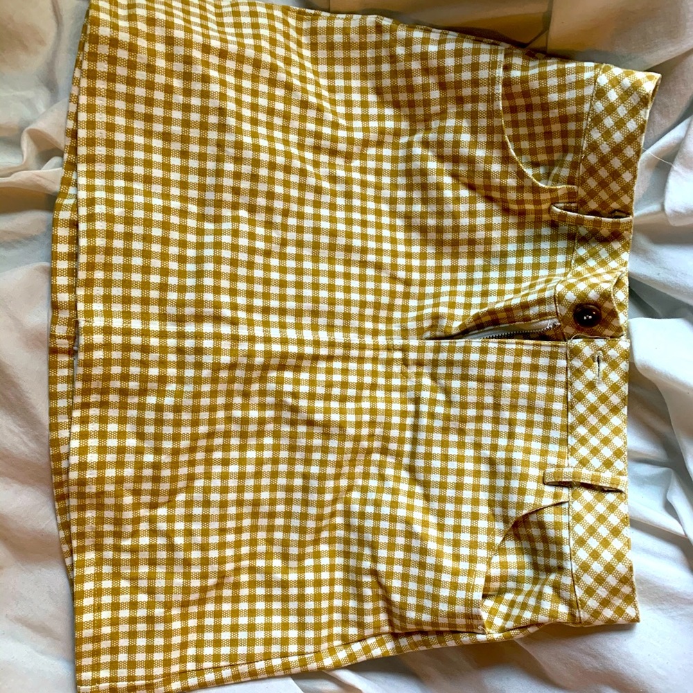 Pac sun yellow and white checkered skirt